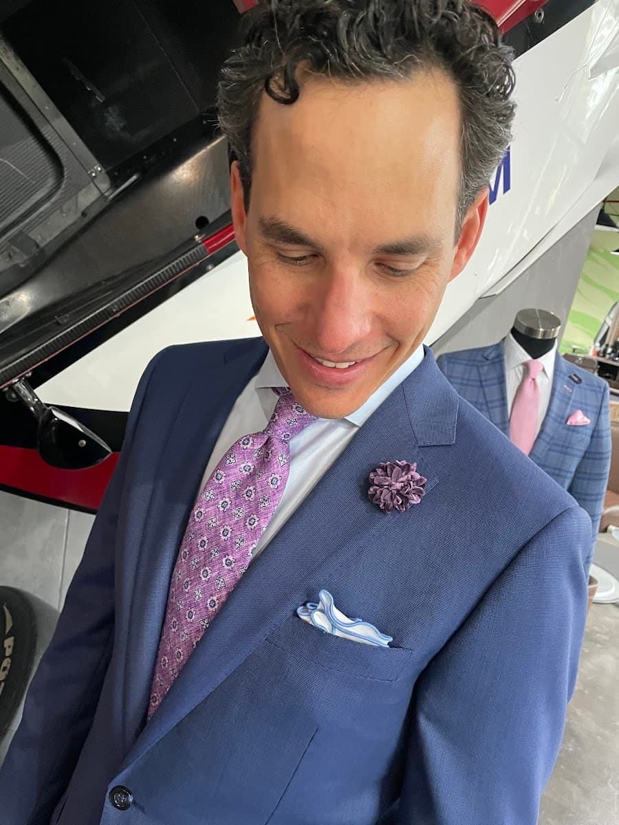 Bespoke By CB custom suit crafted for a Wynwood Miami creative professional, featuring bold tailoring and personality-driven style