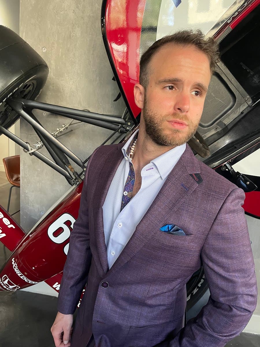 Man in a custom light blue suit by Bespoke By CB Miami