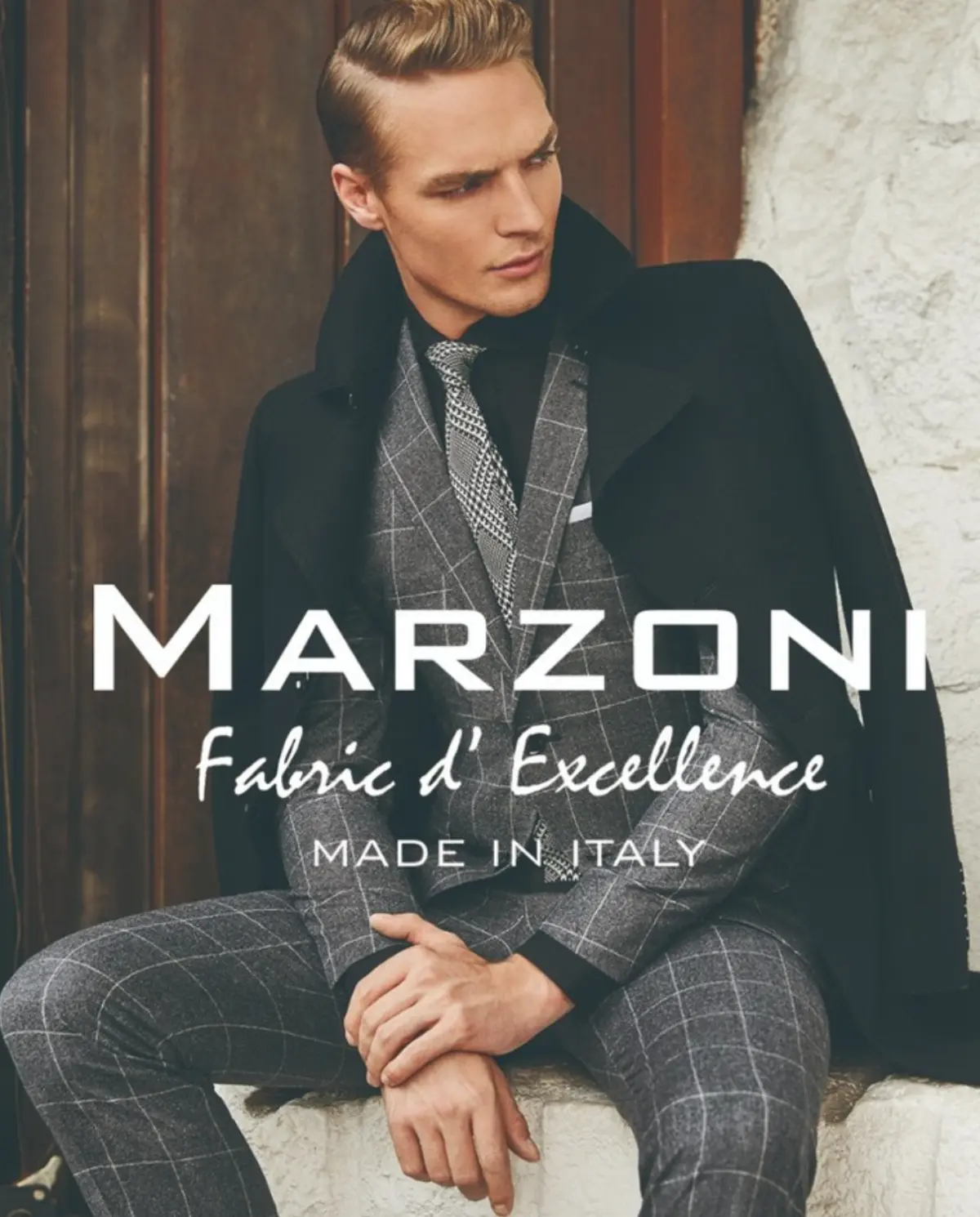 Marzoni forest green blazer with mint trousers in urban street setting — bold Italian fabric