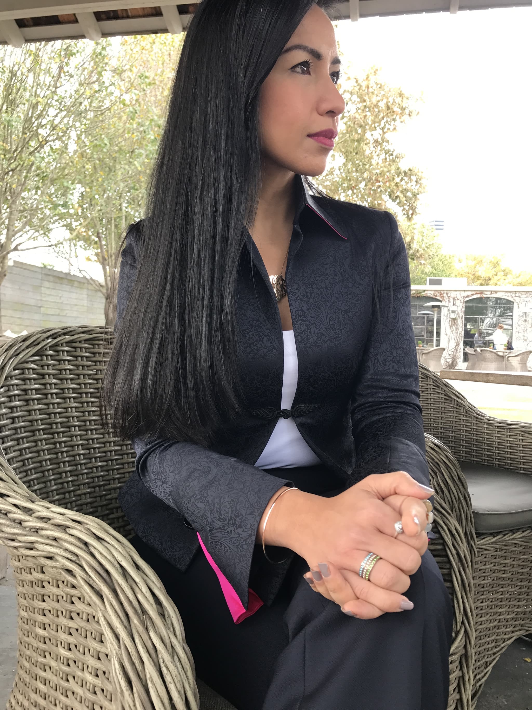Women's custom jacket detail by Bespoke By CB Miami