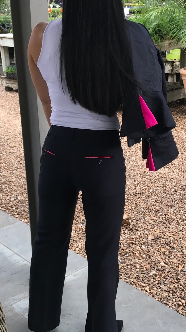 Women's custom tailored jacket back detail by Bespoke By CB Miami