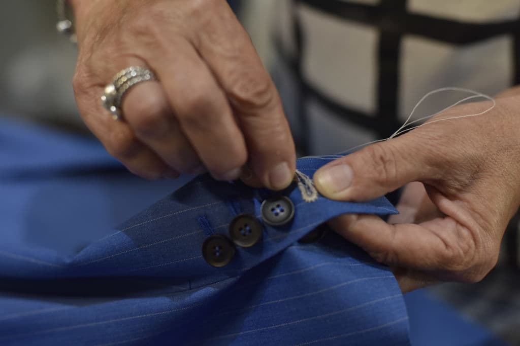 Custom suit fitting and tailoring consultation at Bespoke By CB South Florida