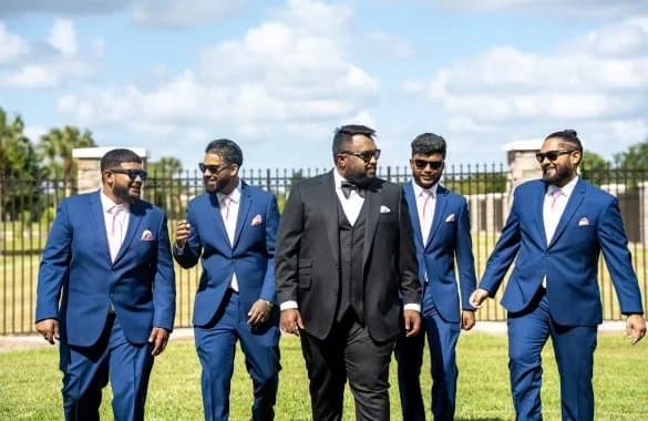Custom wedding suits for a Miami groom and wedding party by Bespoke By CB