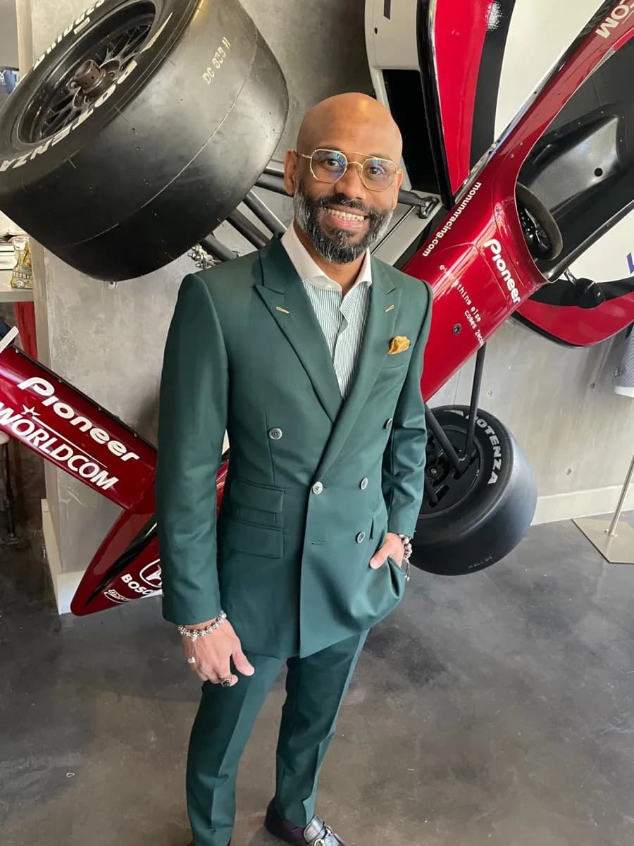 Christian Boehm fitting a custom bespoke suit for a Fort Lauderdale professional at Bespoke By CB