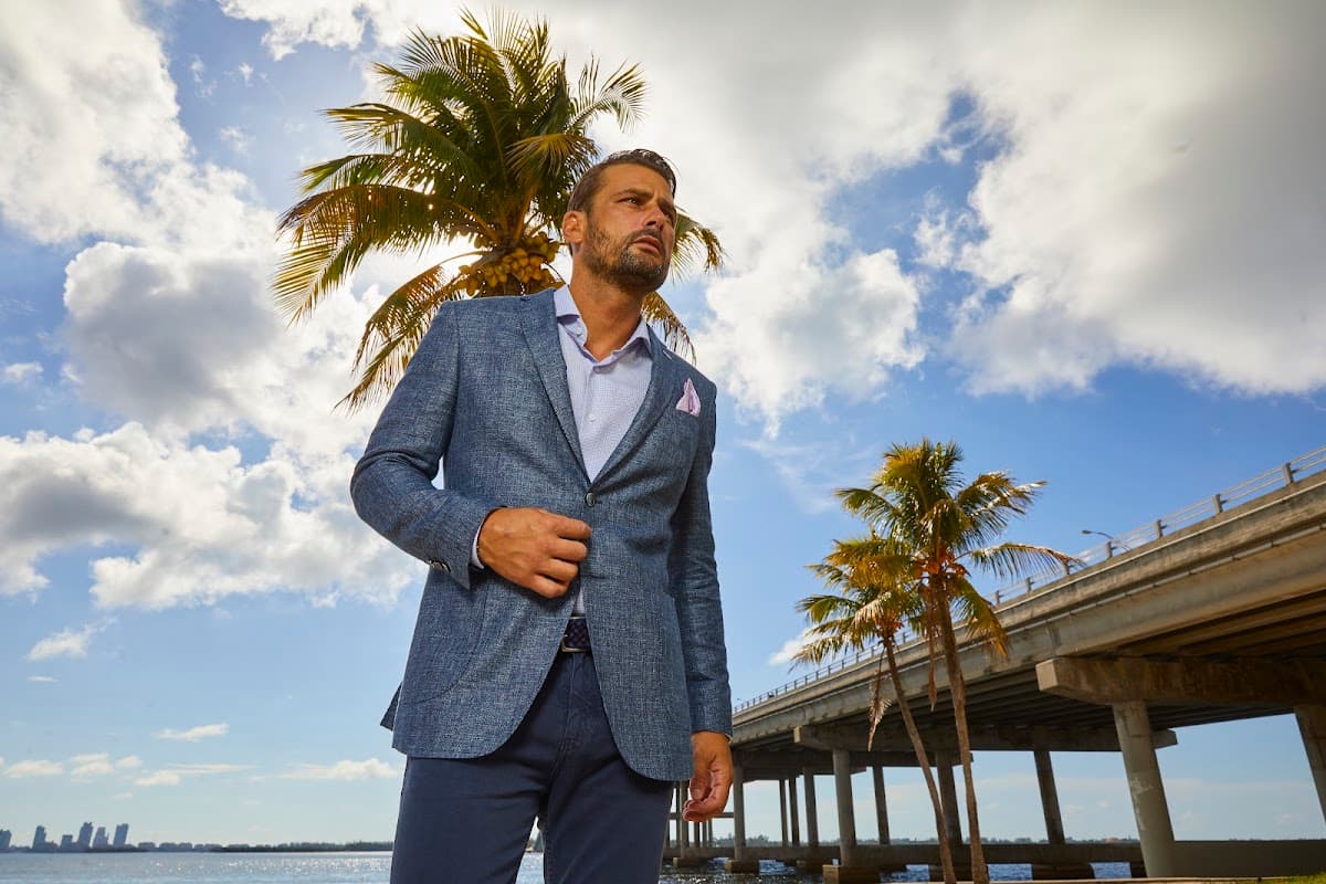 Professional wearing a custom suit from Bespoke By CB Miami Beach