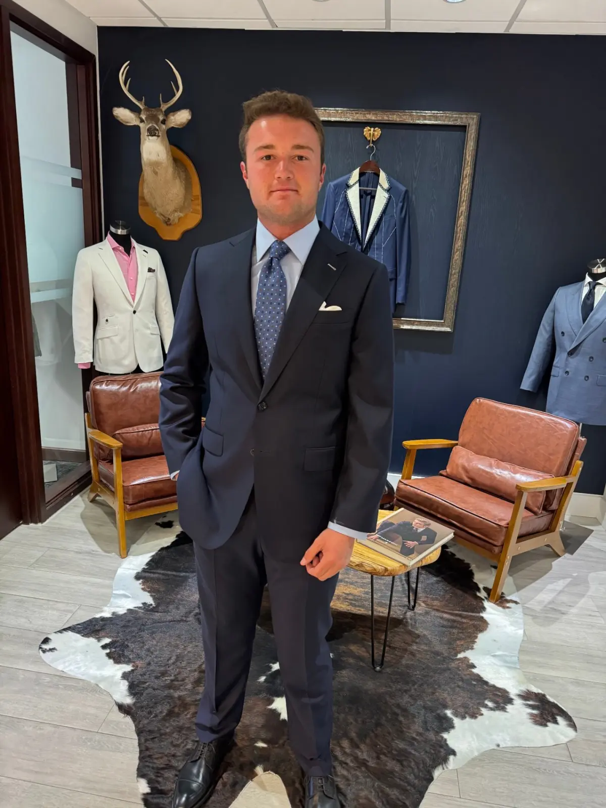 Custom suit care guide by Bespoke By CB showing proper storage, steaming, and maintenance techniques for bespoke suits in Miami