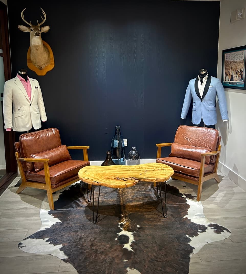 Bespoke By CB custom clothiers showroom in Brickell, Miami — custom suits, shirts, and tailored clothing