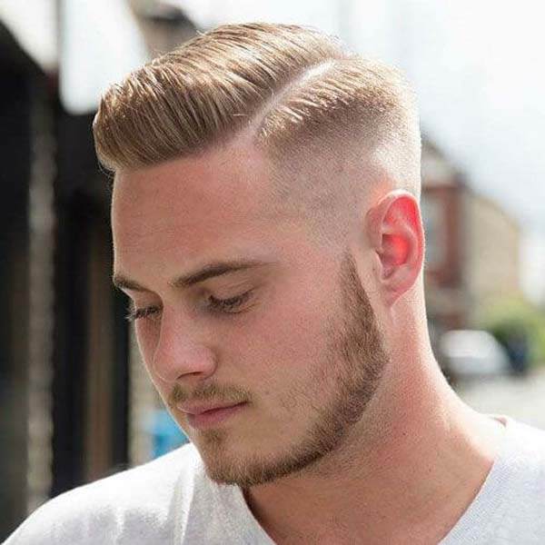 Lower Pompadour mens short hairstyles